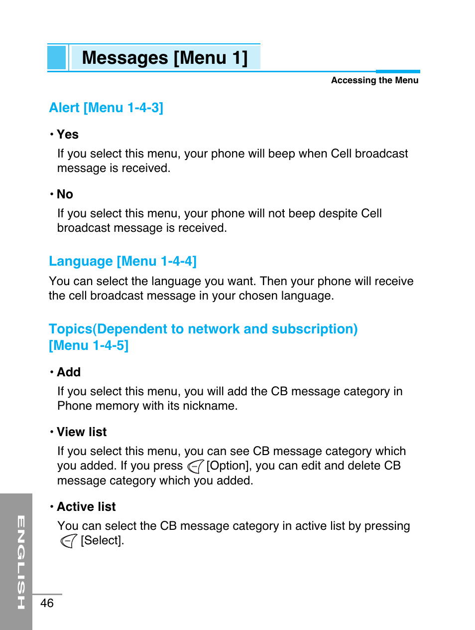 Messages [menu 1 | LG G5220 User Manual | Page 46 / 102