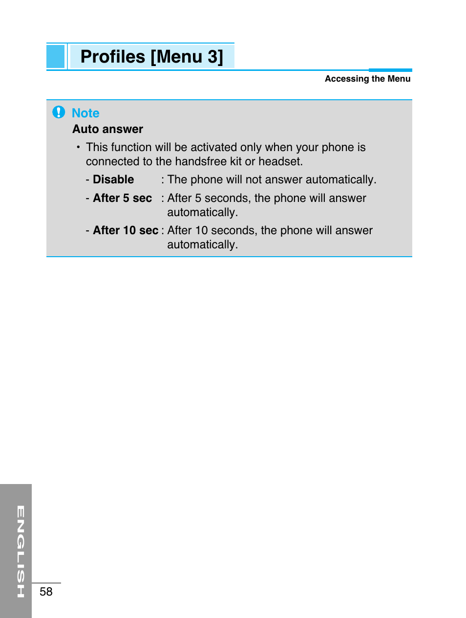 Profiles [menu 3 | LG G5220 User Manual | Page 58 / 102