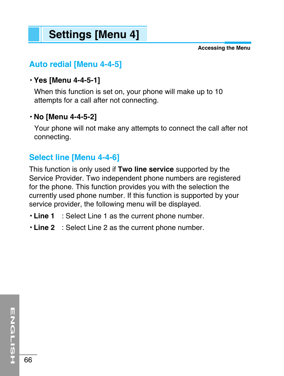 Settings [menu 4 | LG G5220 User Manual | Page 66 / 102