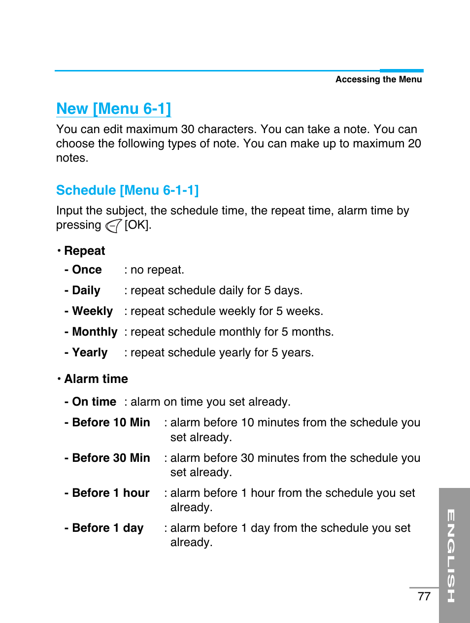 New [menu 6-1 | LG G5220 User Manual | Page 77 / 102