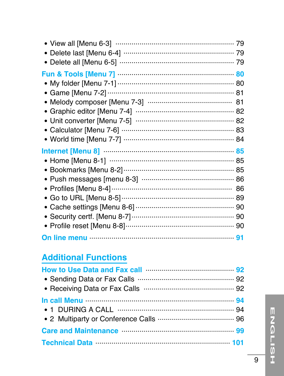 Additional functions | LG G5220 User Manual | Page 9 / 102