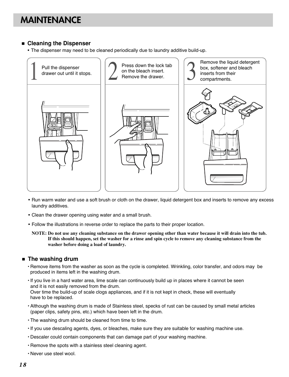 Maintenance | LG WM2688H series User Manual | Page 19 / 48