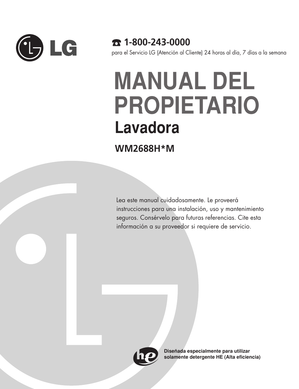 Manual del propietario, Lavadora | LG WM2688H series User Manual | Page 26 / 48