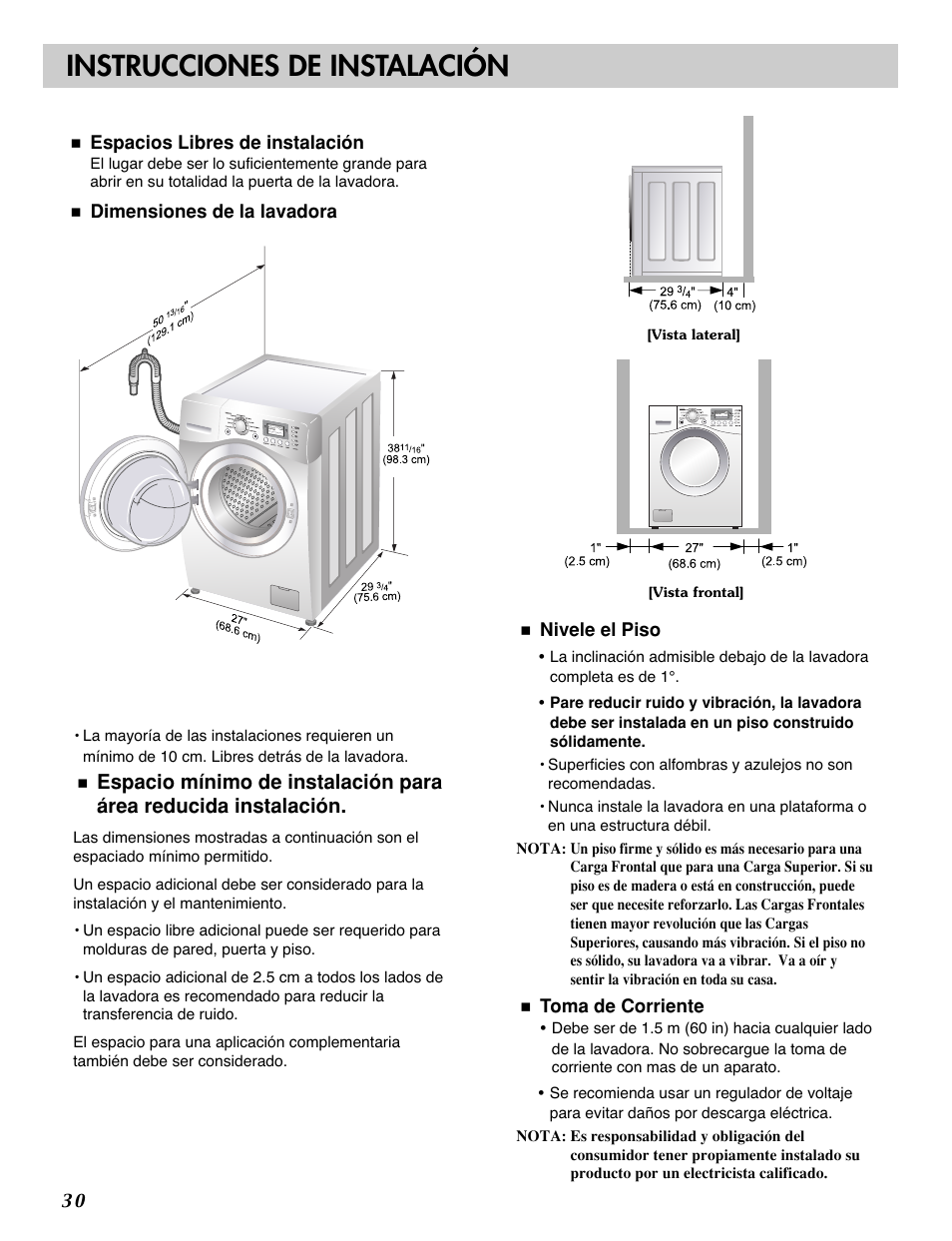 Instrucciones de instalación | LG WM2688H series User Manual | Page 31 / 48