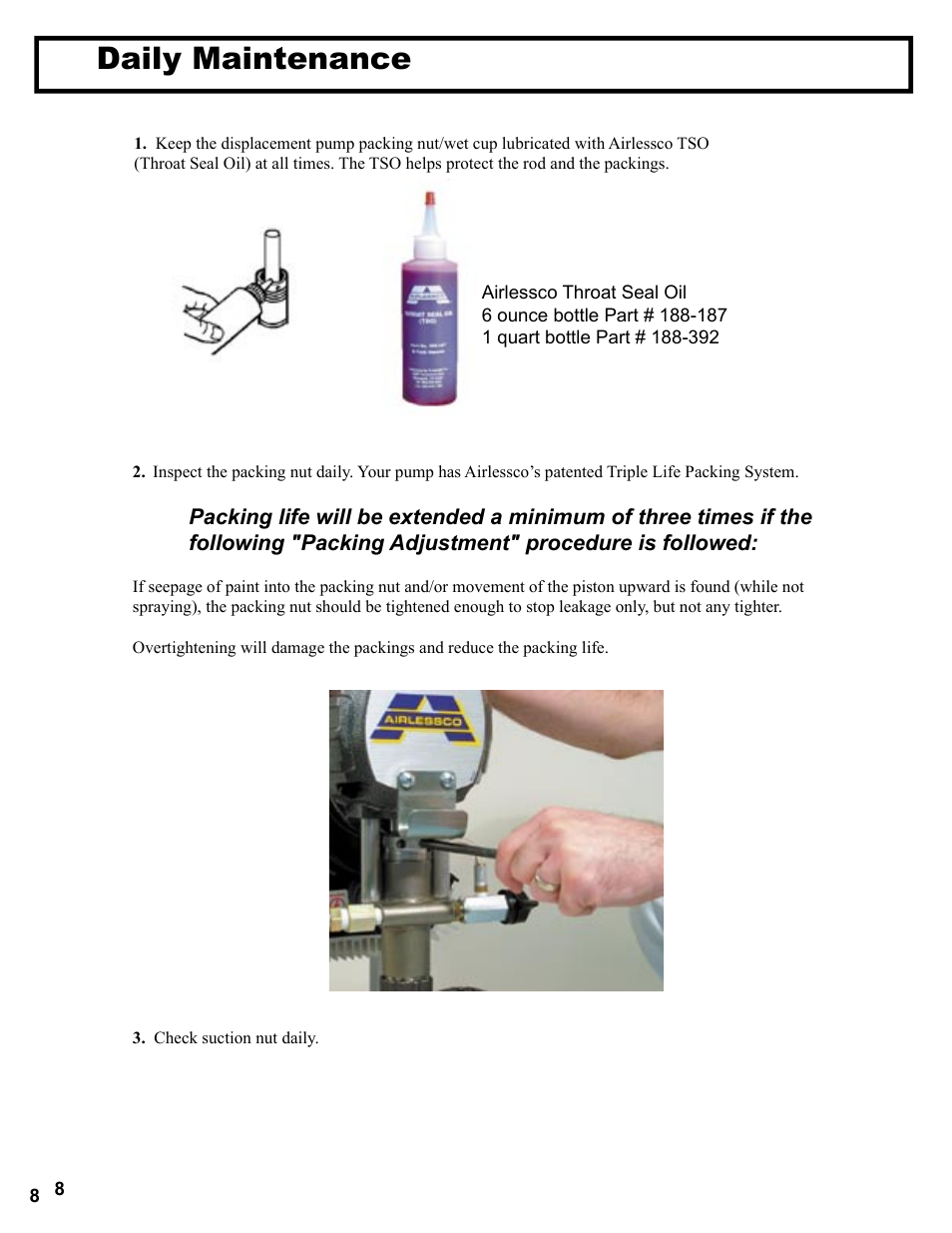 Daily maintenance | AIRLESSCO Spray & Stripe 3600 User Manual | Page 10 / 32