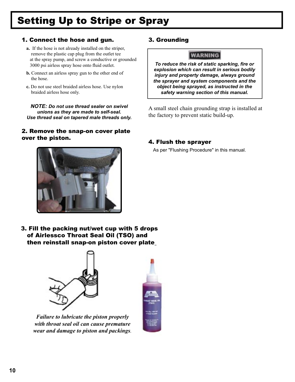 Setting up to stripe or spray | AIRLESSCO Spray & Stripe 3600 User Manual | Page 12 / 32