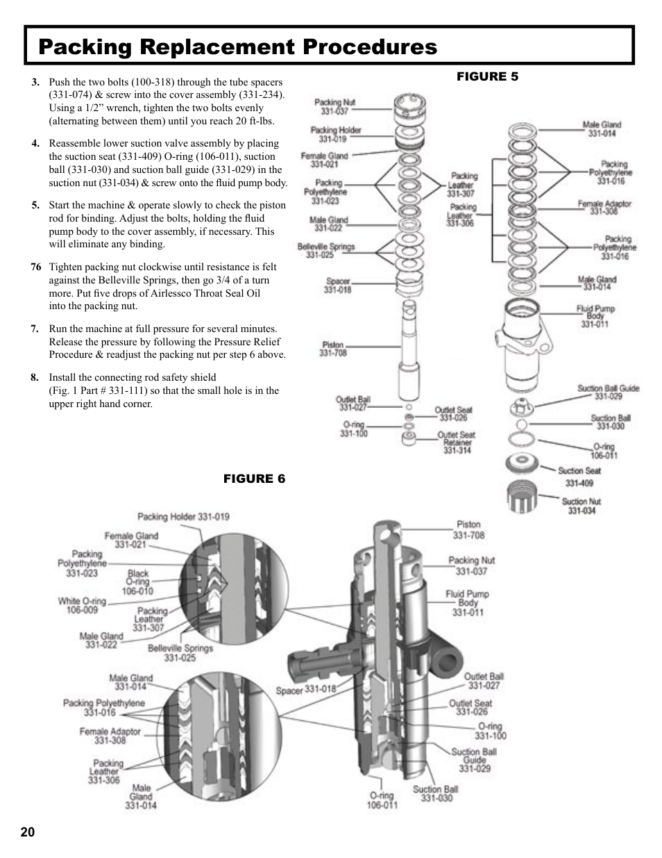 Packing replacement procedures | AIRLESSCO Spray & Stripe 3600 User Manual | Page 22 / 32