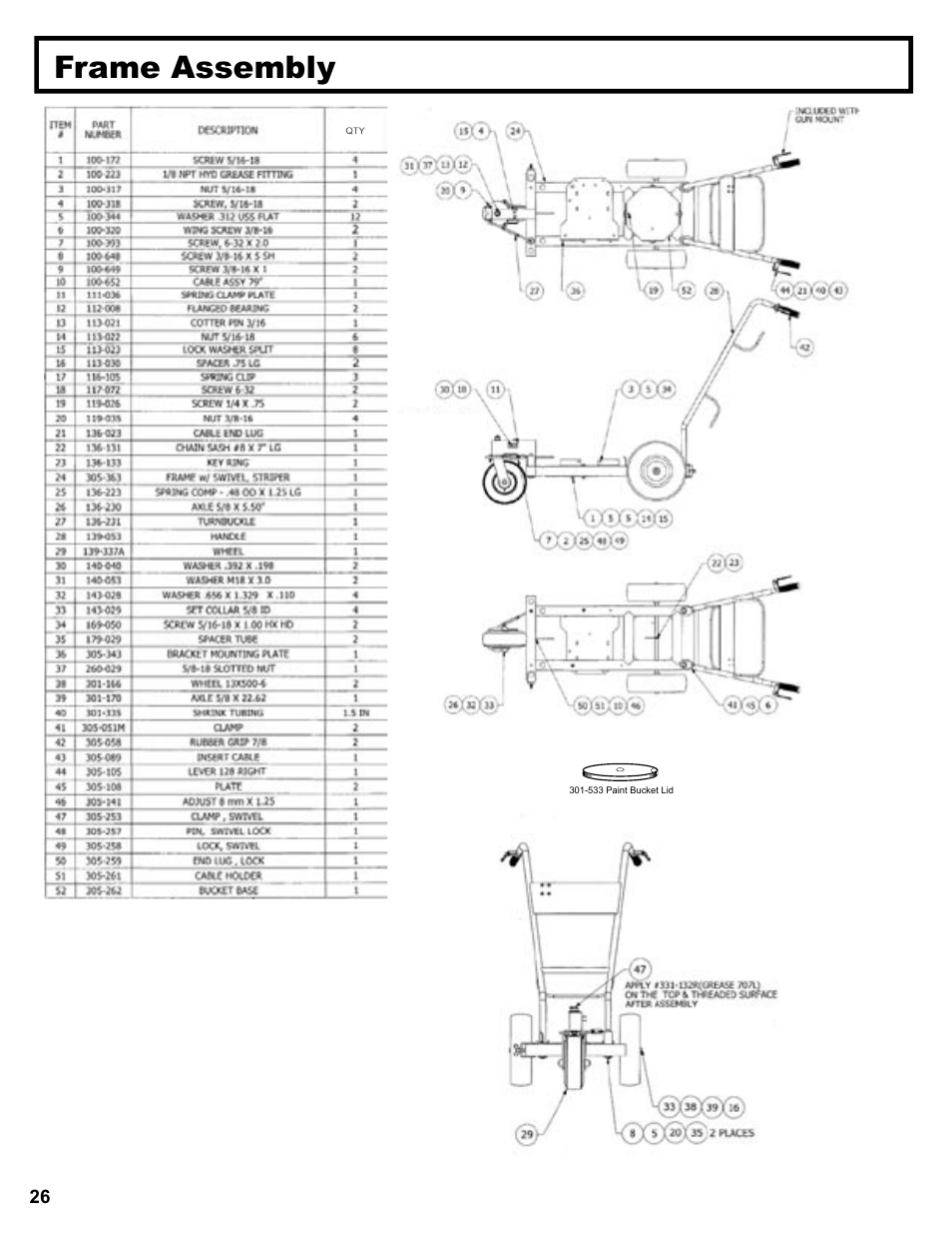 Frame assembly | AIRLESSCO Spray & Stripe 3600 User Manual | Page 28 / 32