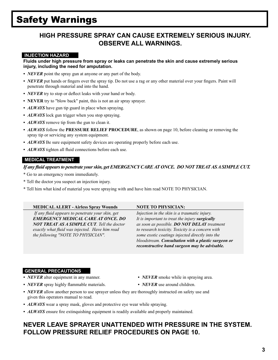 Safety warnings | AIRLESSCO Spray & Stripe 3600 User Manual | Page 5 / 32