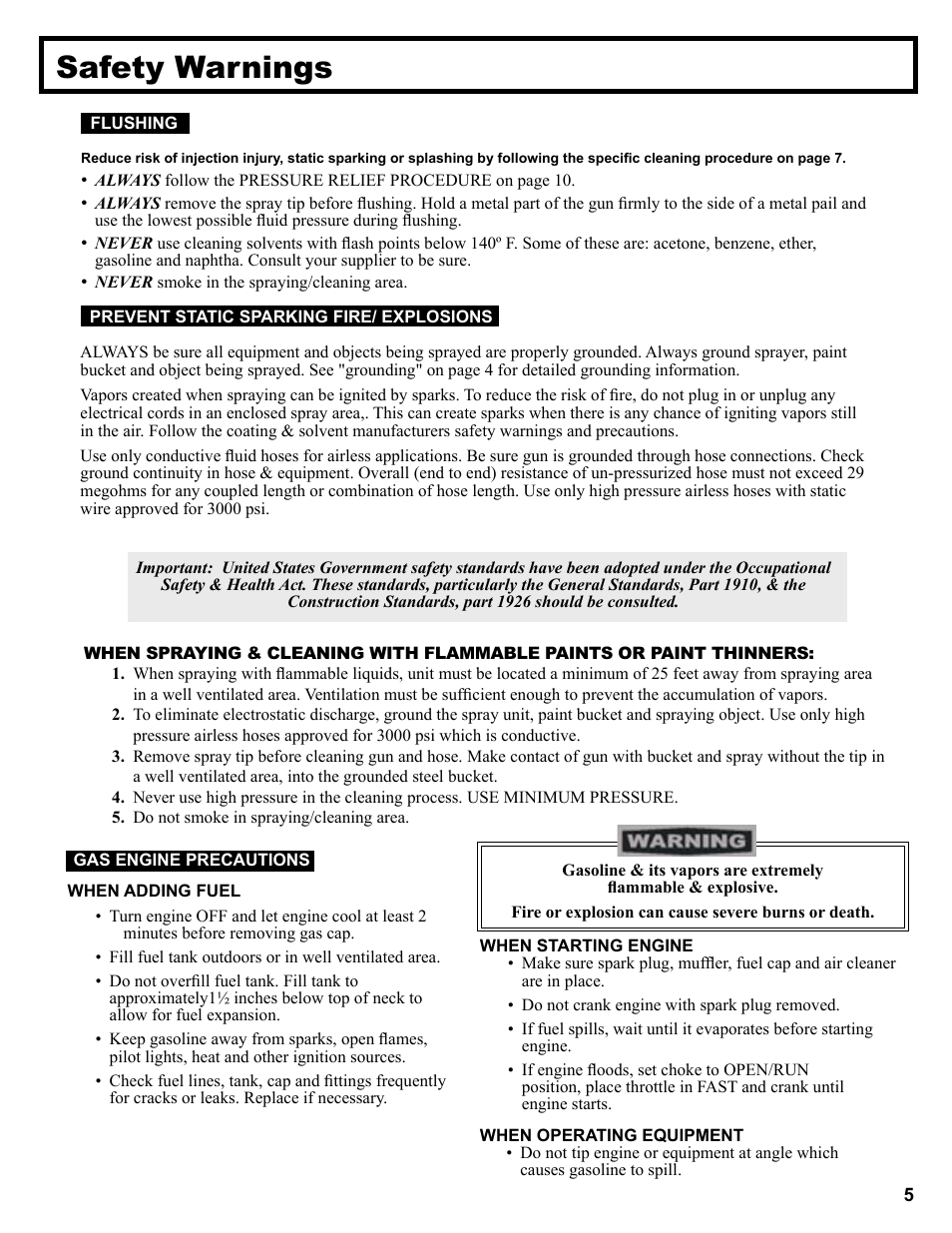 Safety warnings | AIRLESSCO Spray & Stripe 3600 User Manual | Page 7 / 32