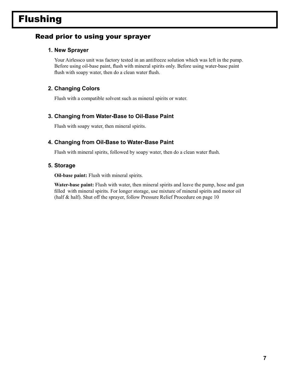 Flushing | AIRLESSCO Spray & Stripe 3600 User Manual | Page 9 / 32