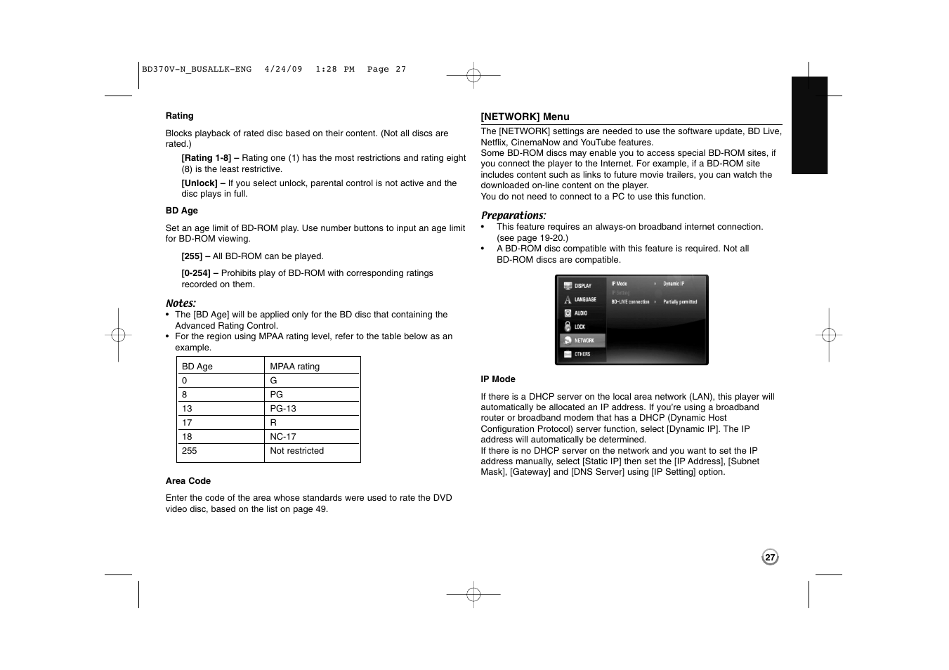 LG BD-370 User Manual | Page 27 / 56