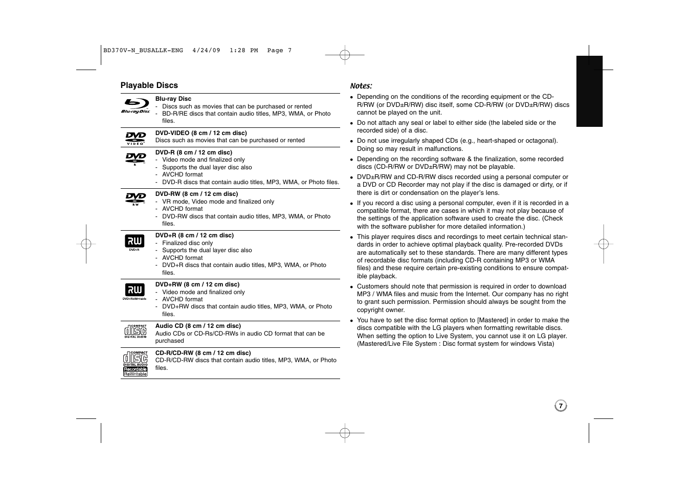 LG BD-370 User Manual | Page 7 / 56