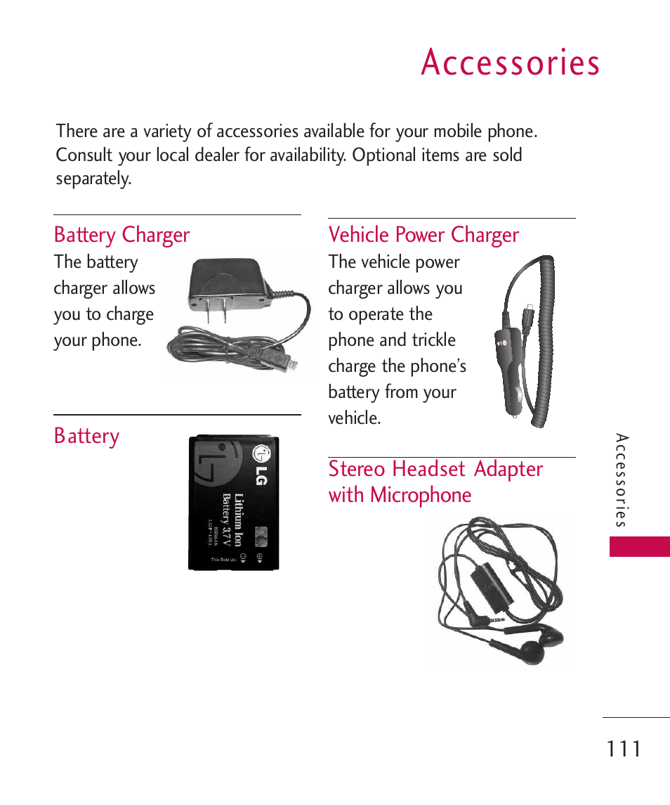 Accessories | LG Wine II MMBB0386201 User Manual | Page 113 / 121