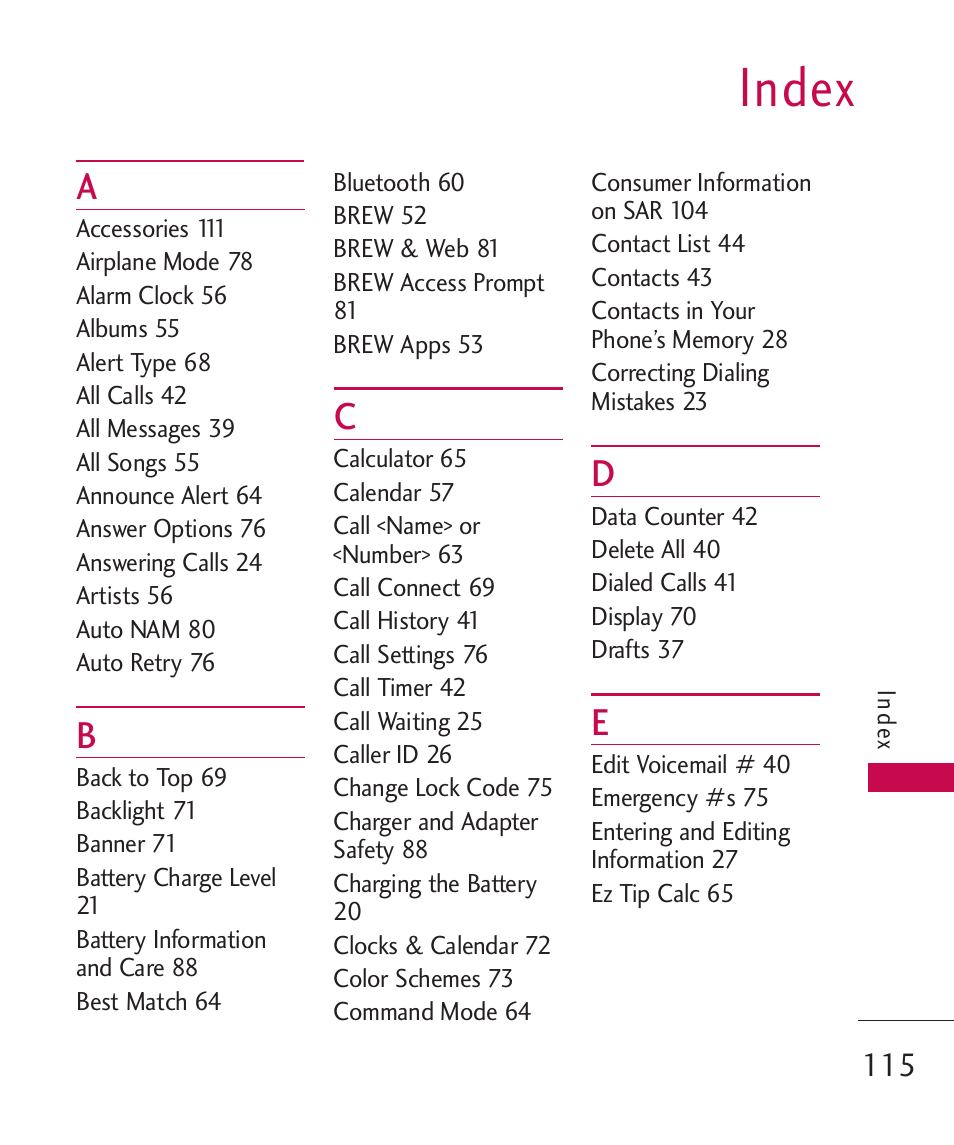 Index | LG Wine II MMBB0386201 User Manual | Page 117 / 121