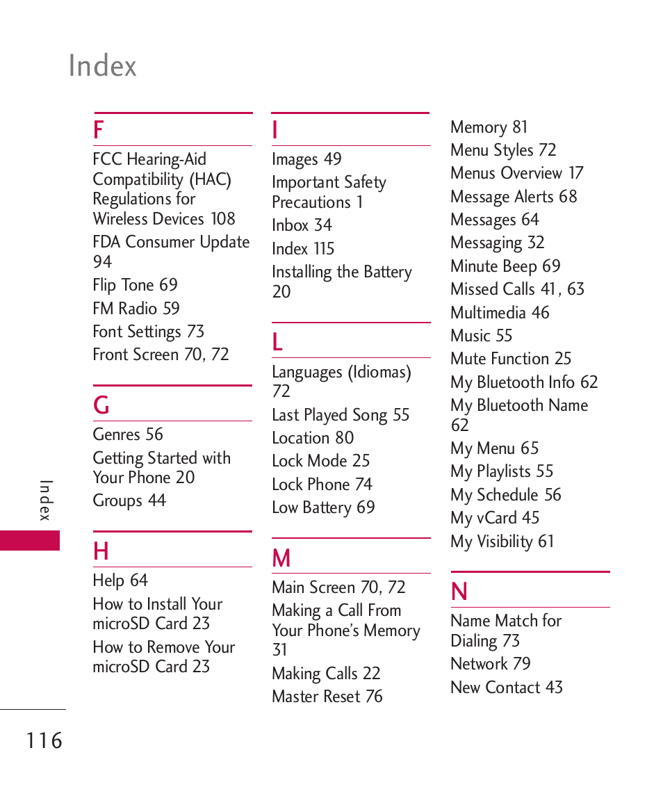 Index | LG Wine II MMBB0386201 User Manual | Page 118 / 121