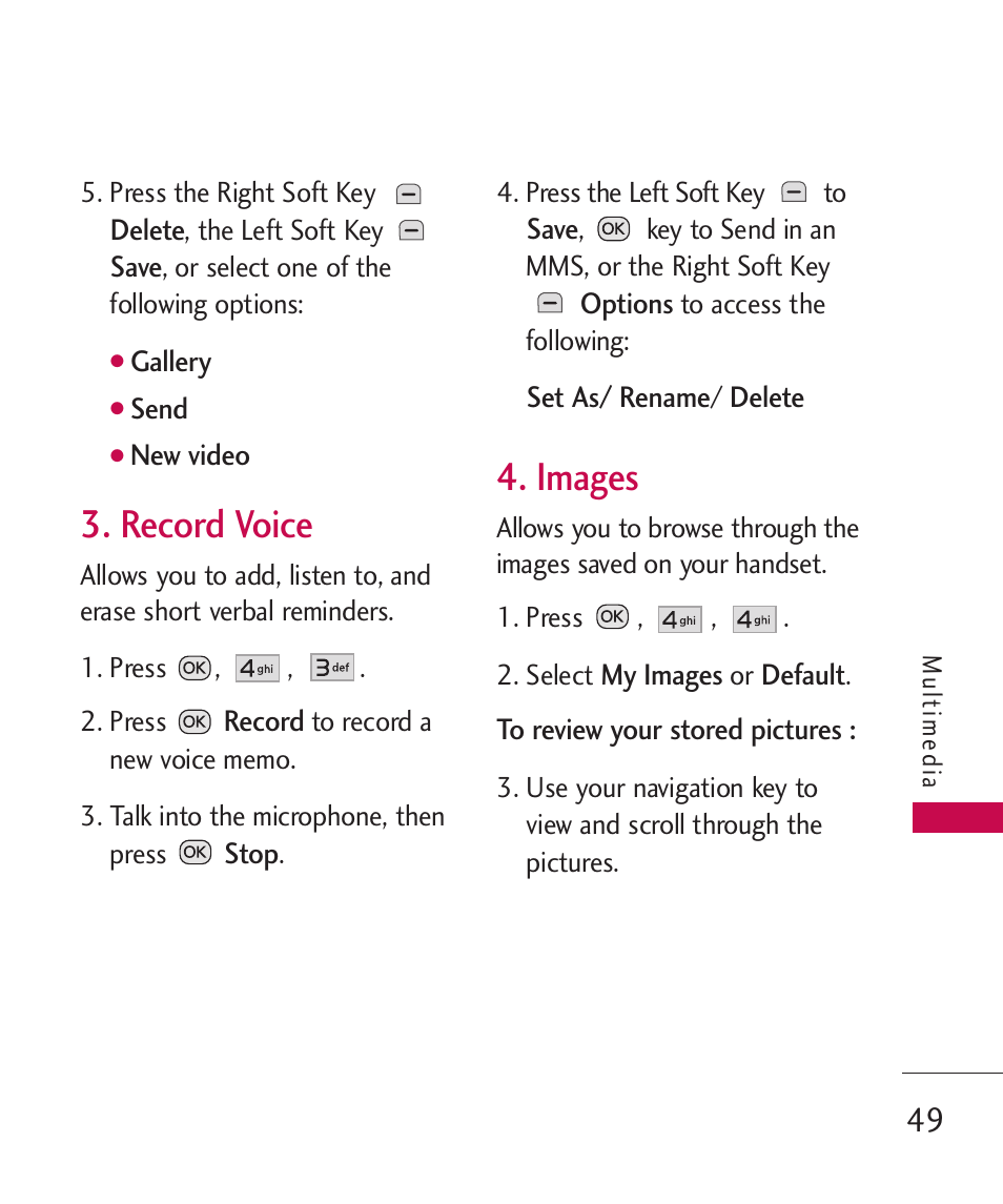 Record voice, Images | LG Wine II MMBB0386201 User Manual | Page 51 / 121