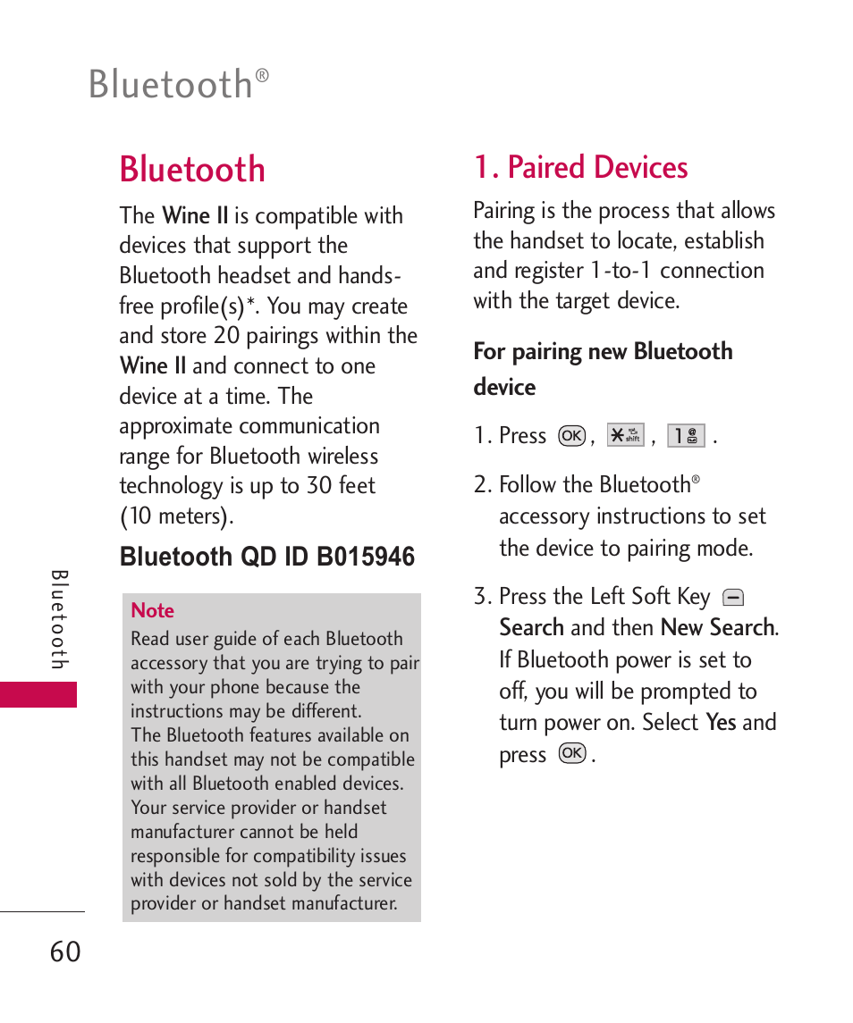 Bluetooth, Paired devices | LG Wine II MMBB0386201 User Manual | Page 62 / 121