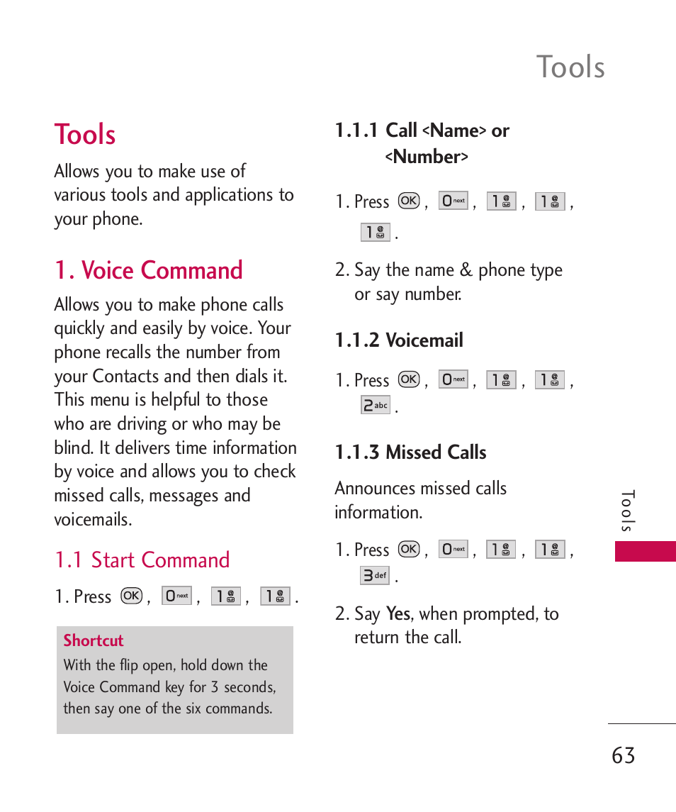 Tools, Voice command, 1 start command | LG Wine II MMBB0386201 User Manual | Page 65 / 121