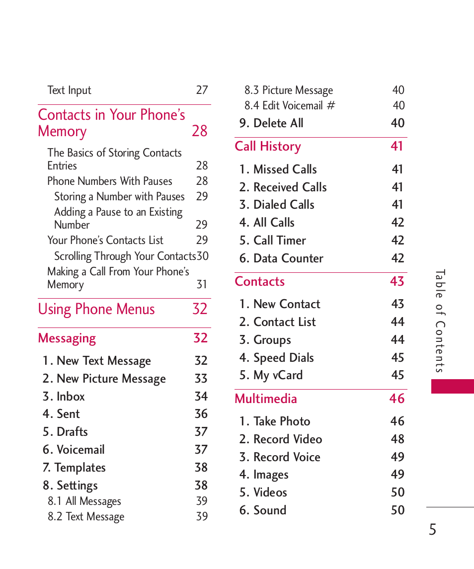 Using phone menus 32 | LG Wine II MMBB0386201 User Manual | Page 7 / 121