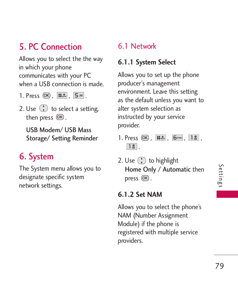 Pc connection, System, 1 network | LG Wine II MMBB0386201 User Manual | Page 81 / 121