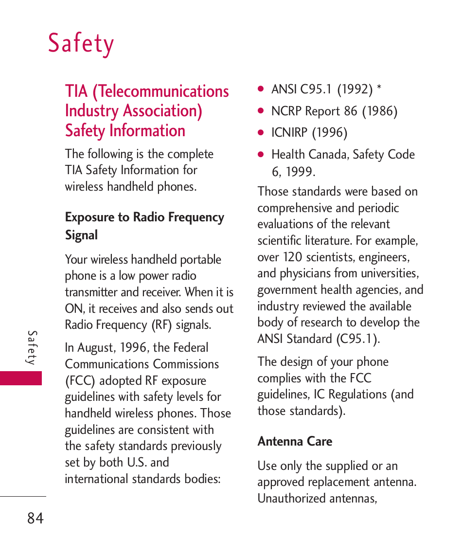 Safety | LG Wine II MMBB0386201 User Manual | Page 86 / 121