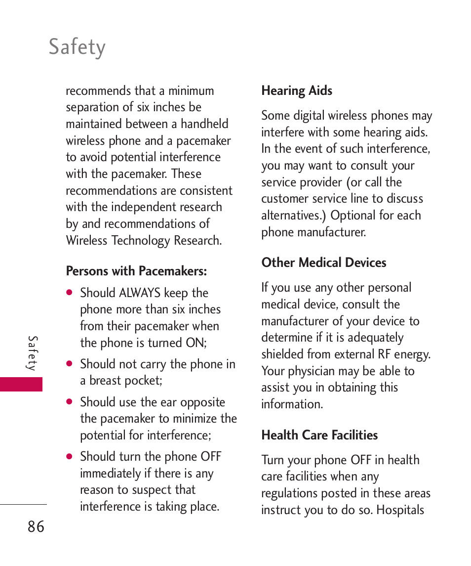 Safety | LG Wine II MMBB0386201 User Manual | Page 88 / 121