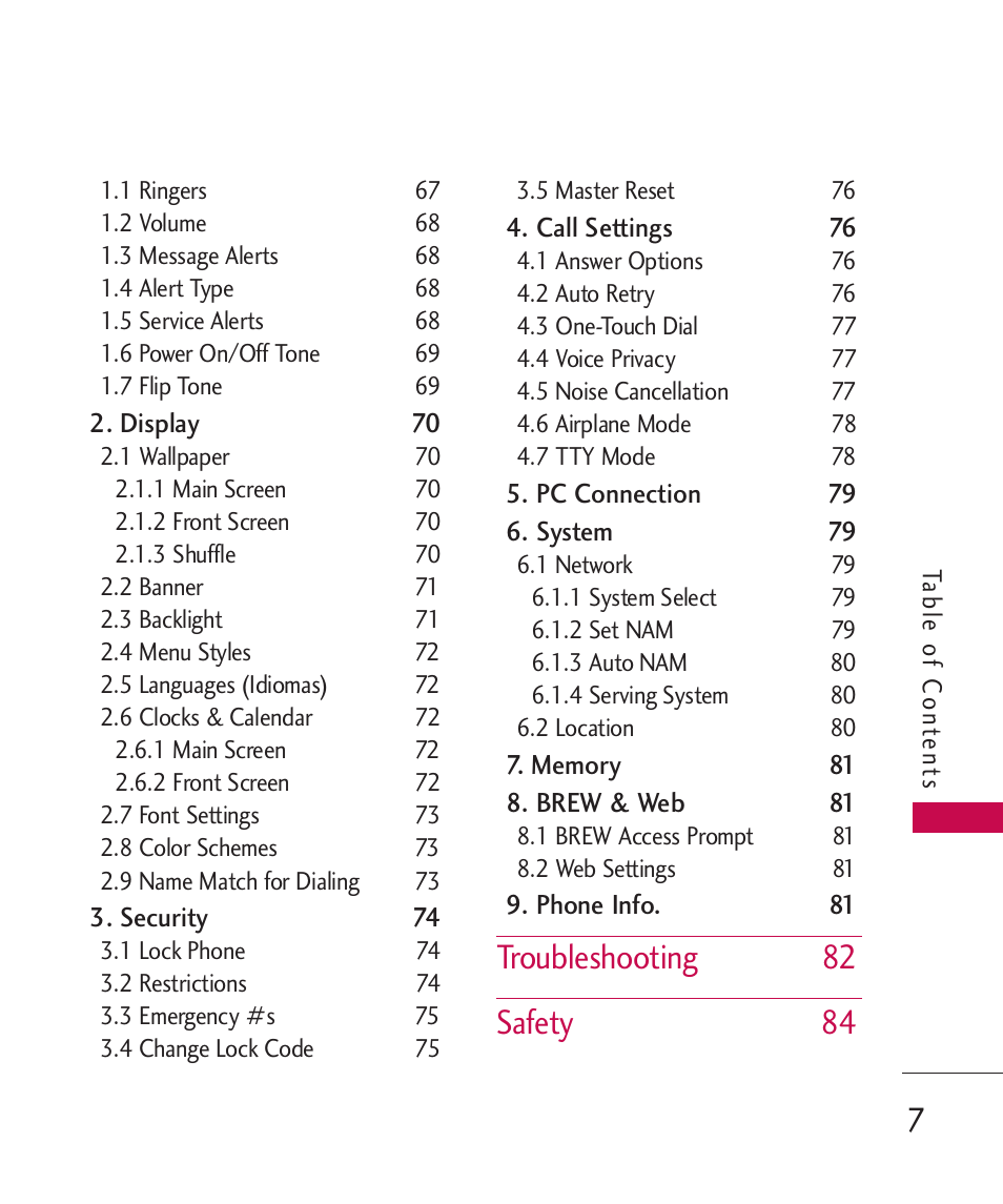 Troubleshooting 82 safety 84 | LG Wine II MMBB0386201 User Manual | Page 9 / 121