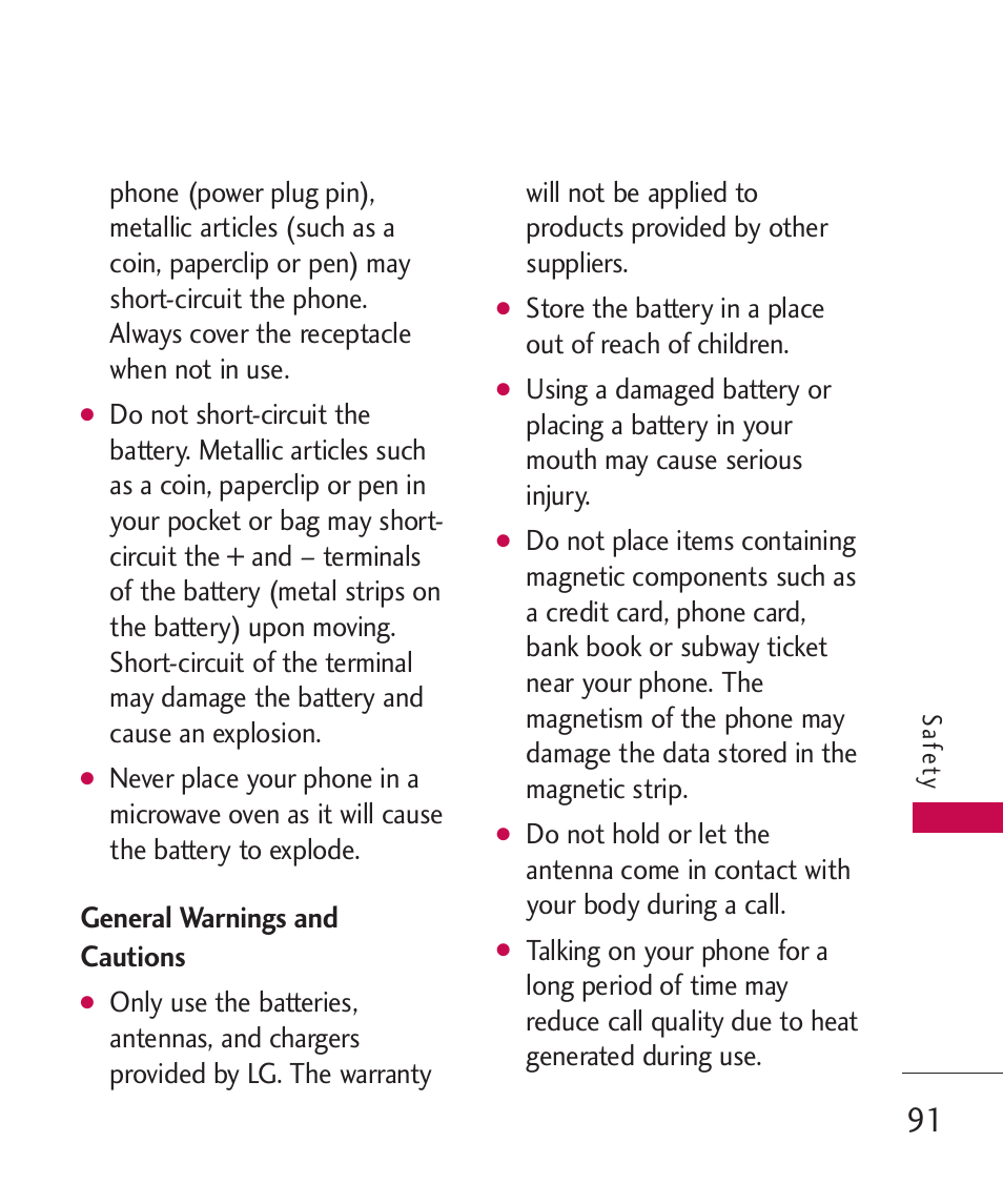 General warnings and cautions | LG Wine II MMBB0386201 User Manual | Page 93 / 121