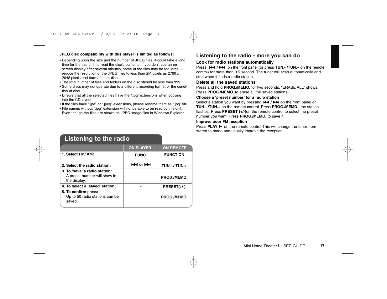 Listening to the radio, Listening to the radio - more you can do | LG LFD850 User Manual | Page 17 / 24