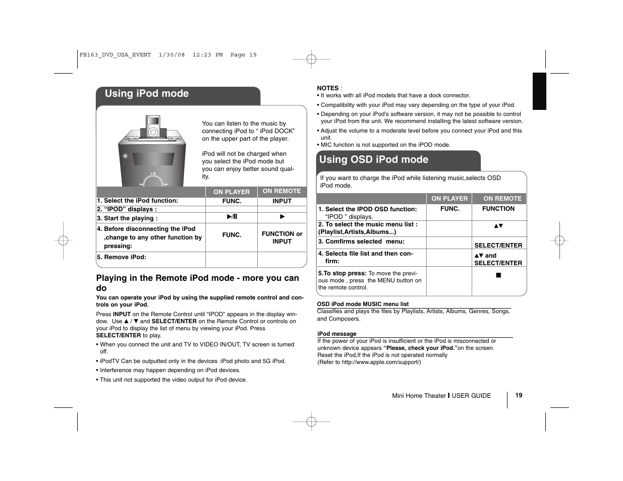 Using ipod mode, Using osd ipod mode, Playing in the remote ipod mode - more you can do | LG LFD850 User Manual | Page 19 / 24