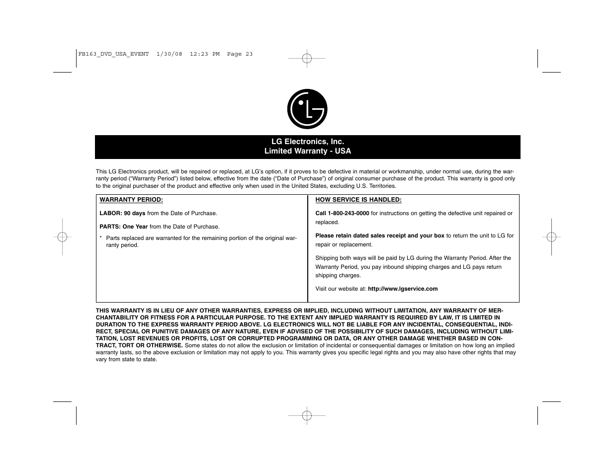 LG LFD850 User Manual | Page 23 / 24