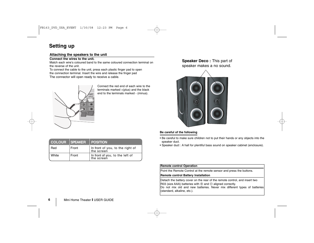 Setting up | LG LFD850 User Manual | Page 6 / 24