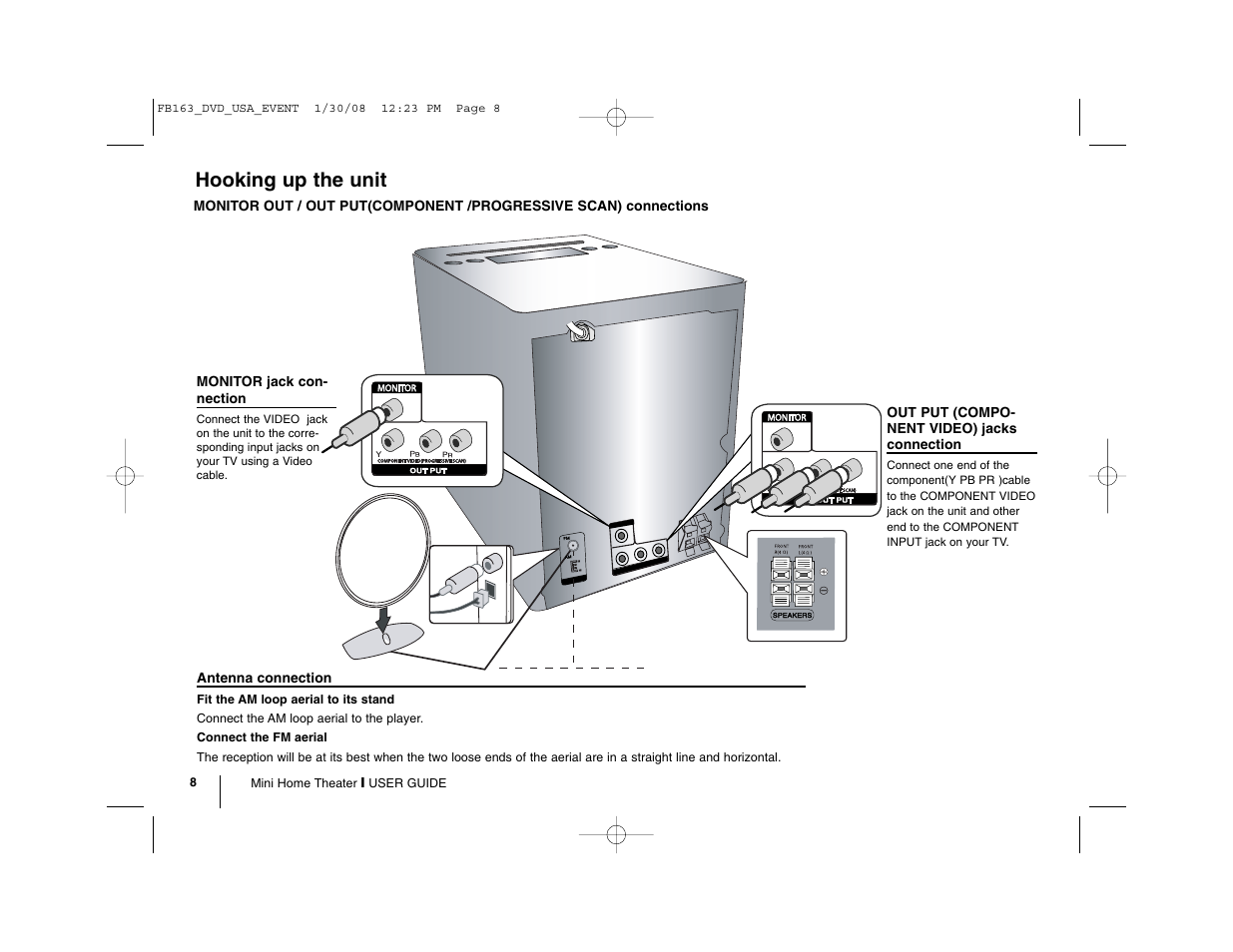 Hooking up the unit | LG LFD850 User Manual | Page 8 / 24