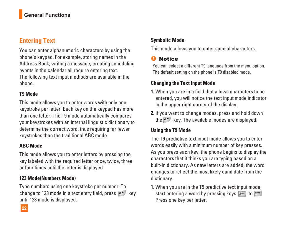 Entering text | LG C1500 User Manual | Page 26 / 104