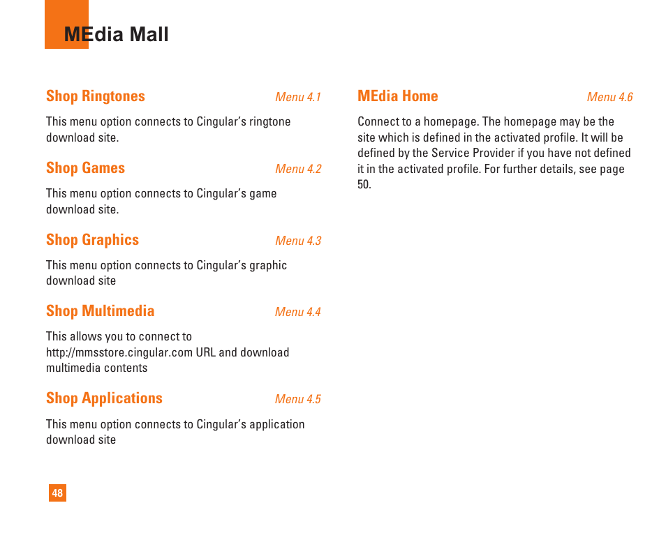 Media mall | LG C1500 User Manual | Page 52 / 104