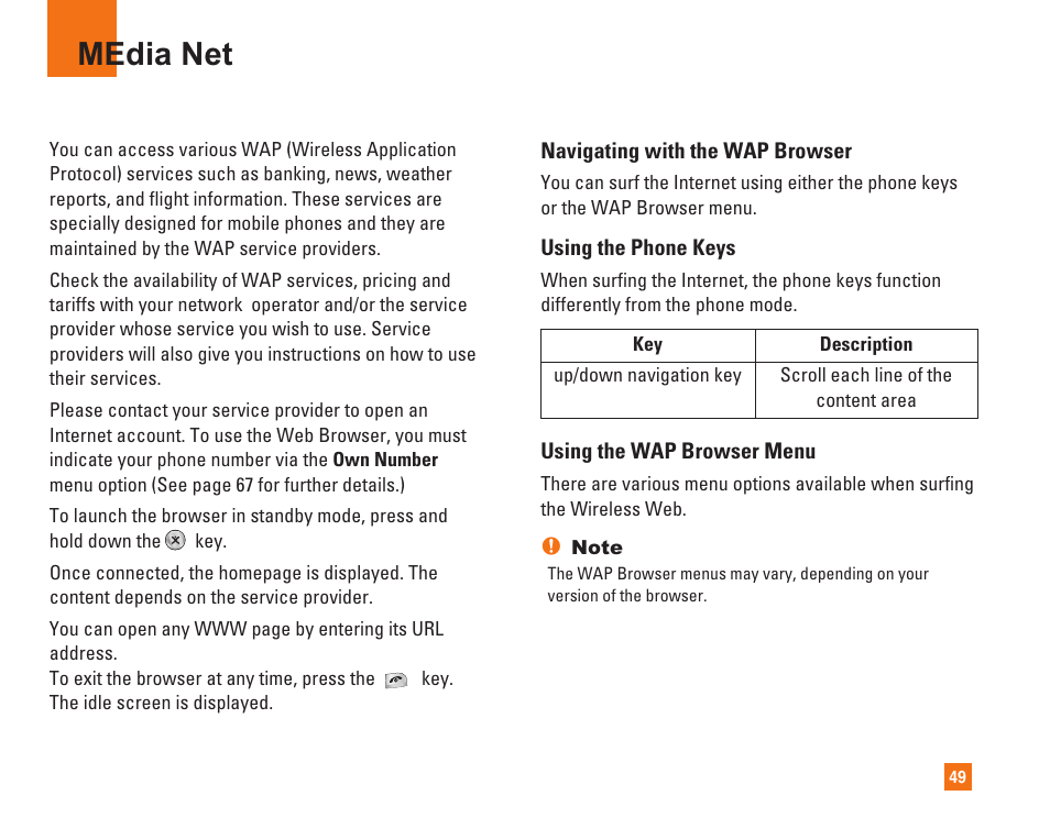 Media net | LG C1500 User Manual | Page 53 / 104