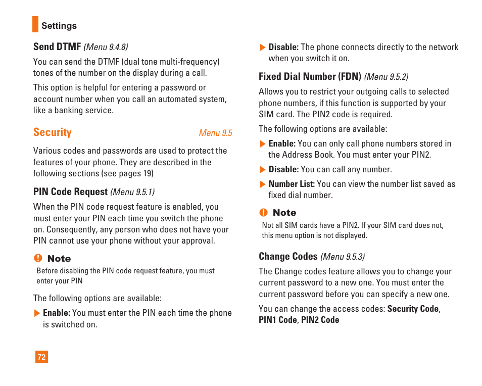 Security | LG C1500 User Manual | Page 76 / 104