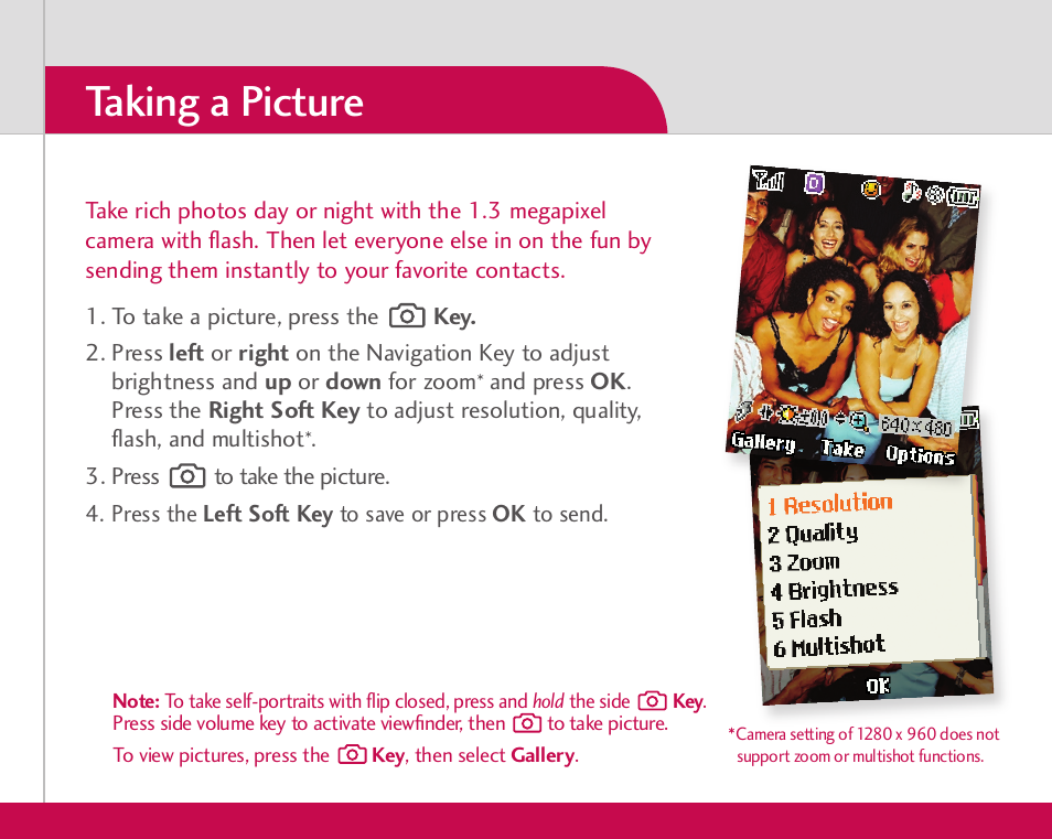 Taking a picture | LG AX355 User Manual | Page 7 / 8