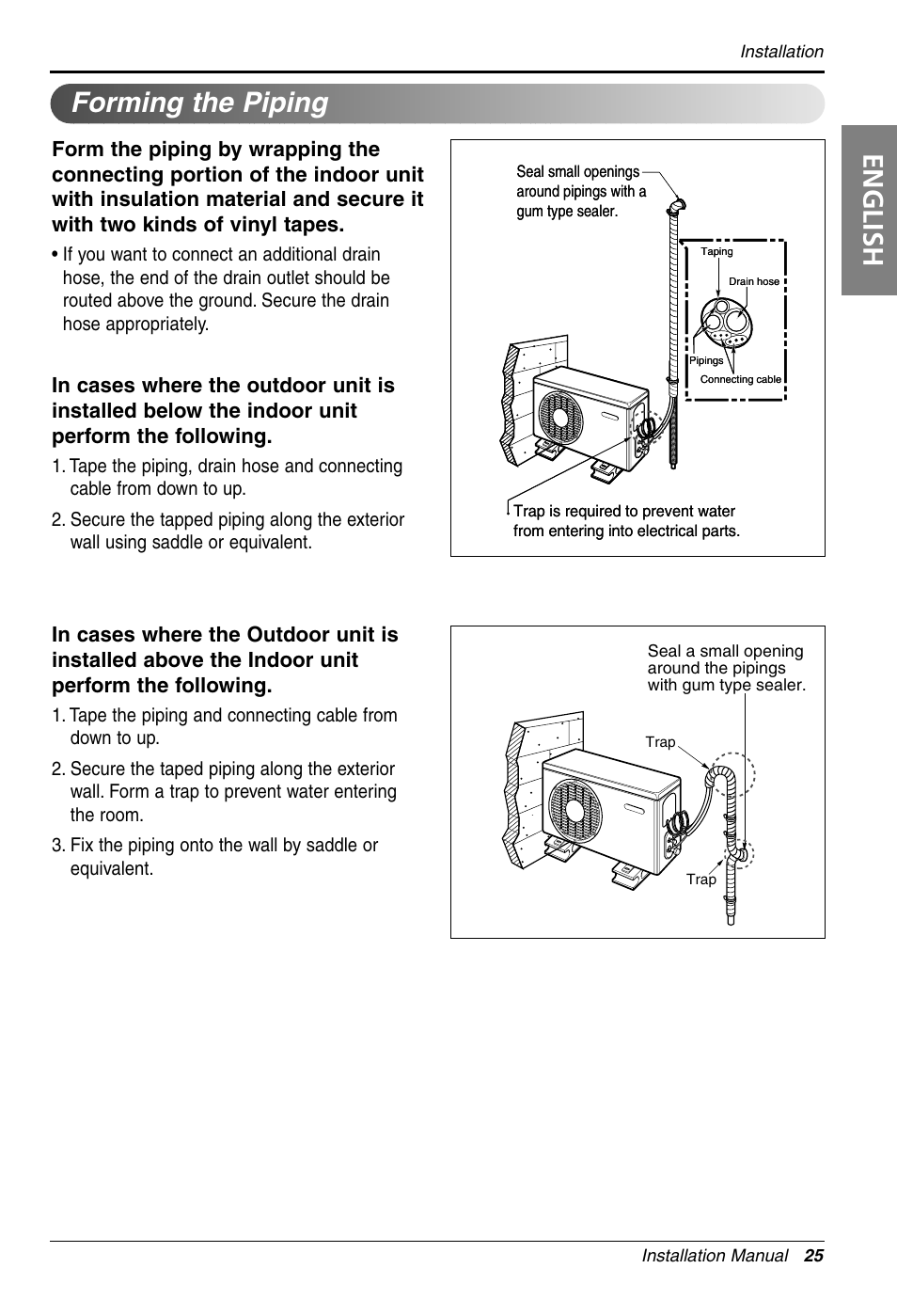English, Forming the piping | LG LS305HV User Manual | Page 25 / 31