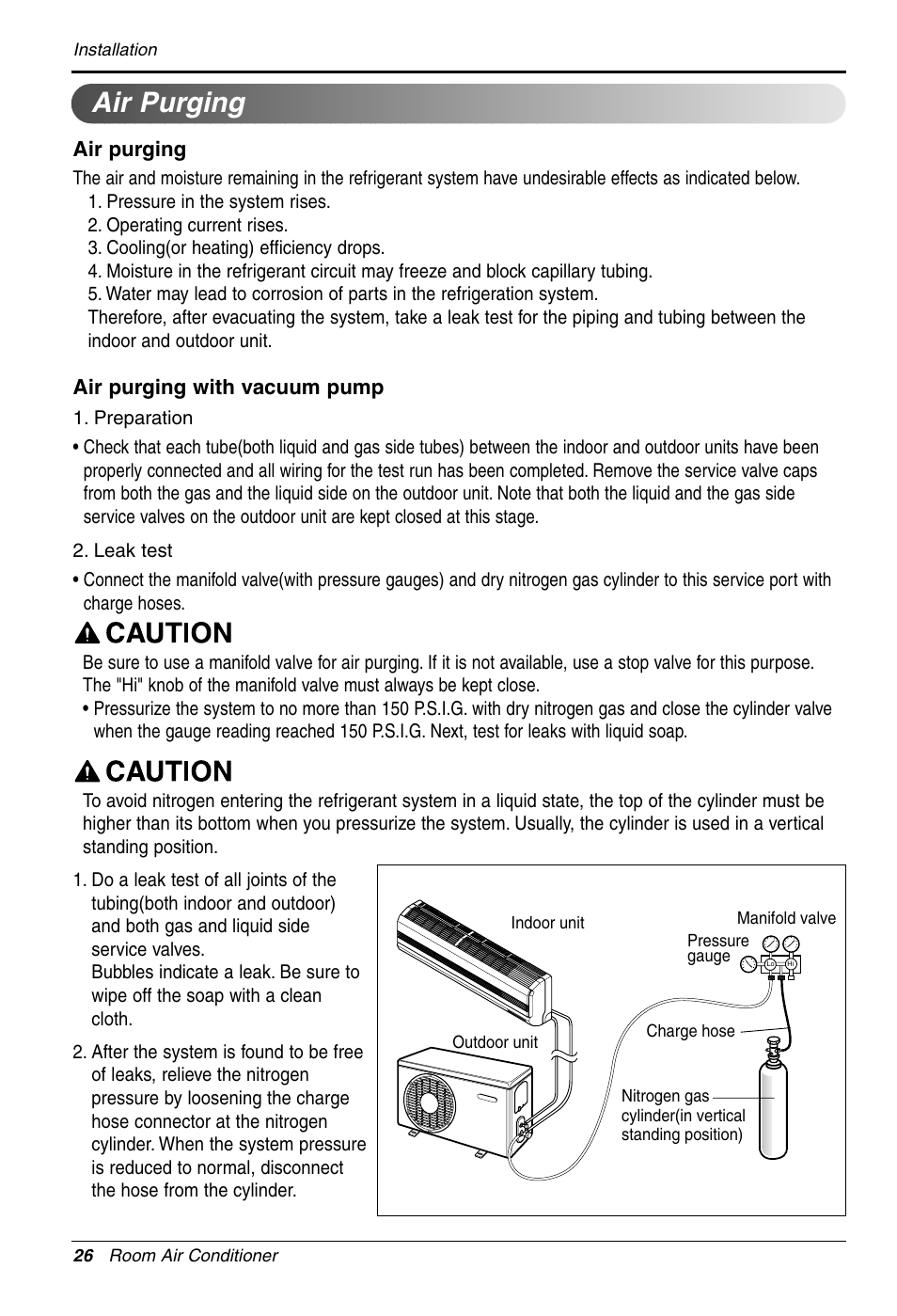 Air purging | LG LS305HV User Manual | Page 26 / 31