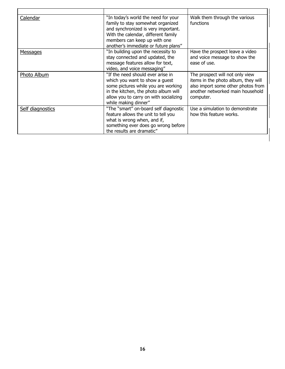 Calendar, Messages, Photo album | Self diagnostics, Calendar messages photo album self diagnostics | LG MBA 9120 User Manual | Page 16 / 21