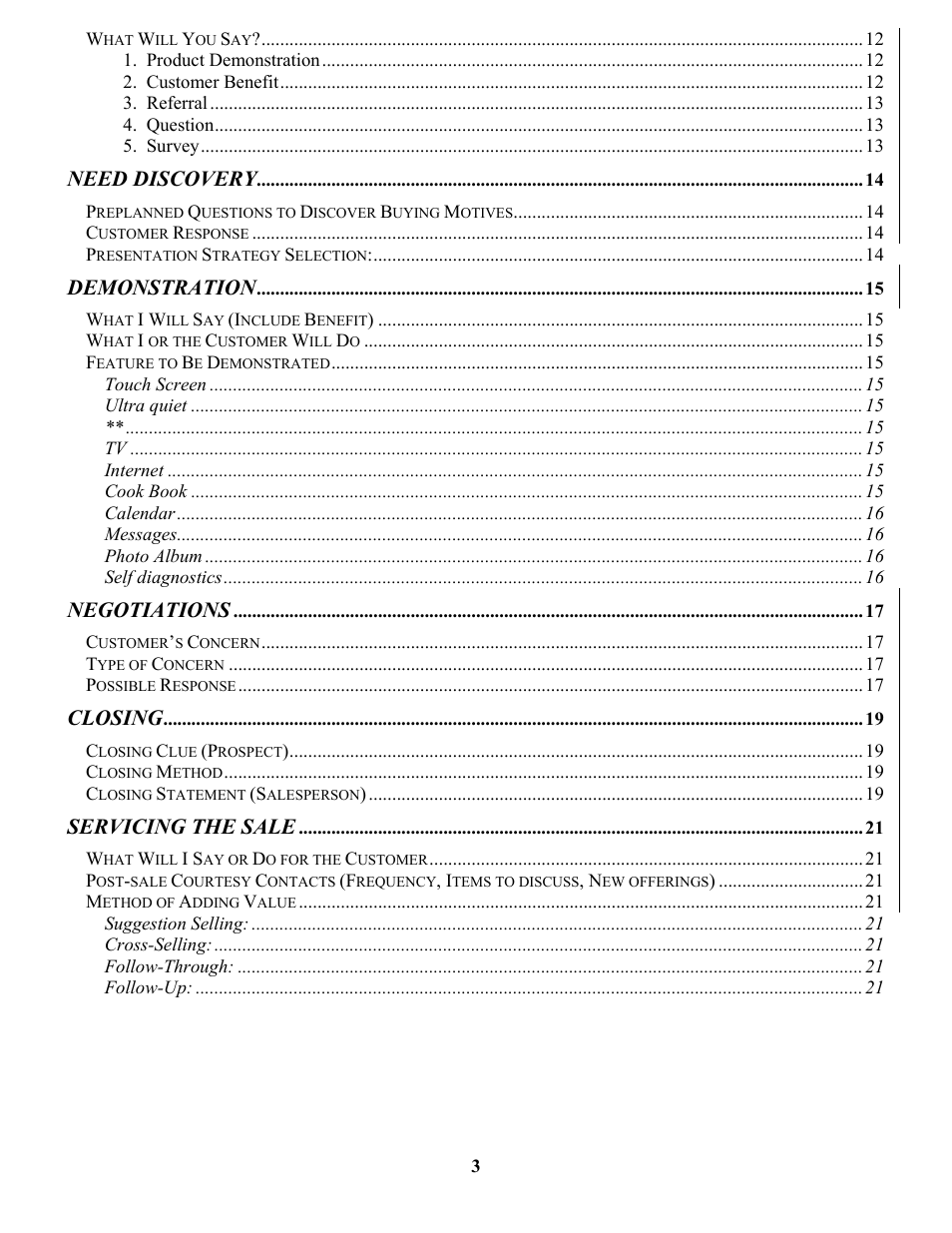 Need discovery, Demonstration, Negotiations | Closing, Servicing the sale | LG MBA 9120 User Manual | Page 3 / 21