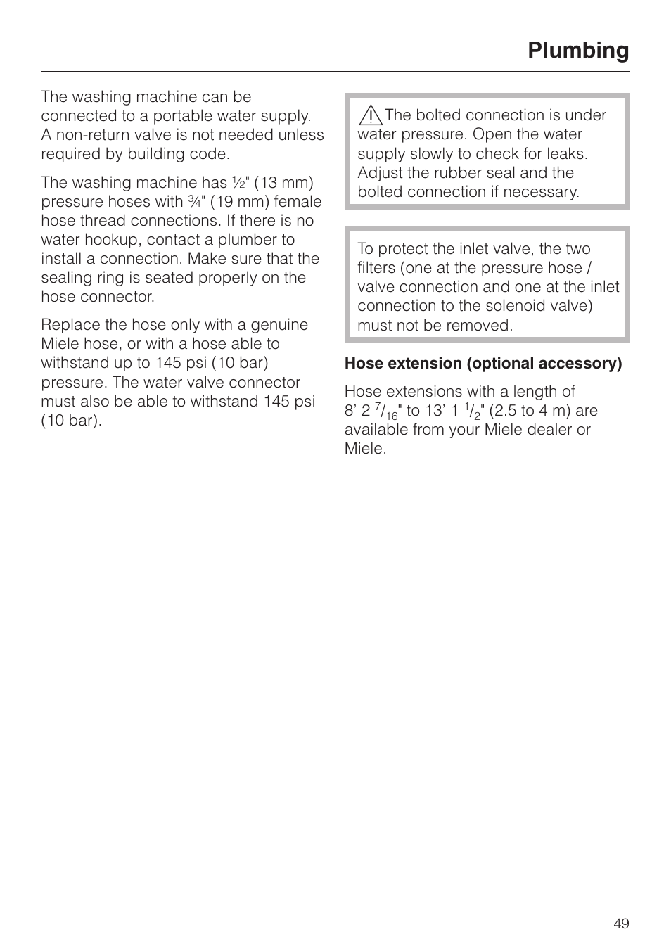 Plumbing 49, Plumbing | LG Washer W1119 User Manual | Page 53 / 60