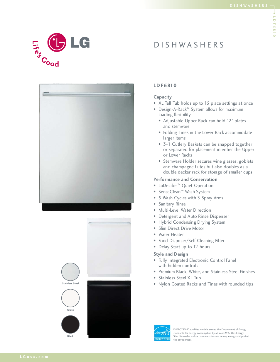 LG LDF6810 User Manual | 2 pages