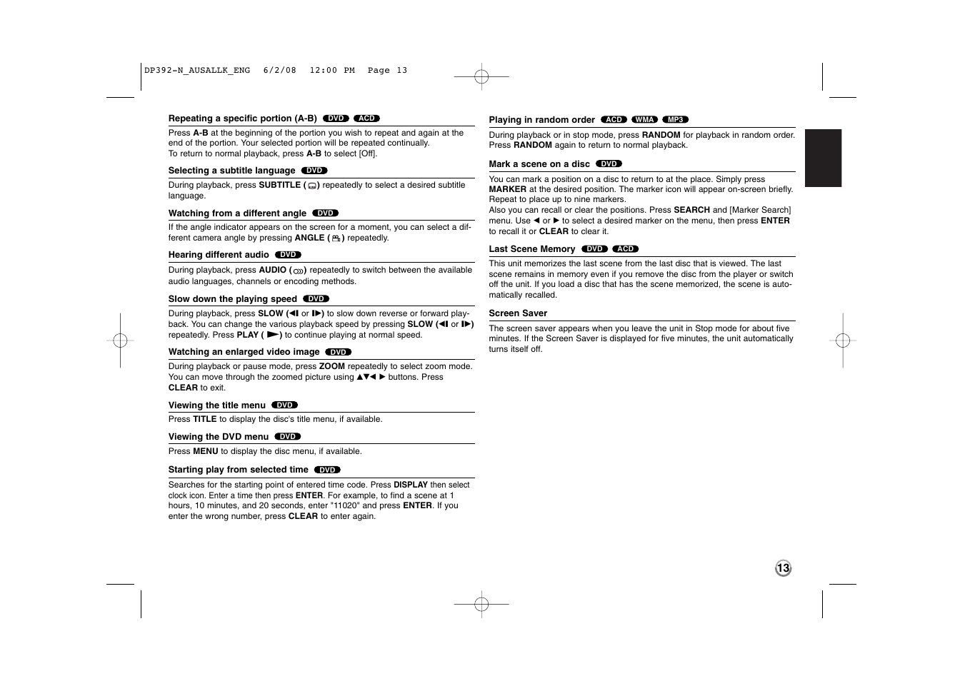 LG DP889 User Manual | Page 13 / 19