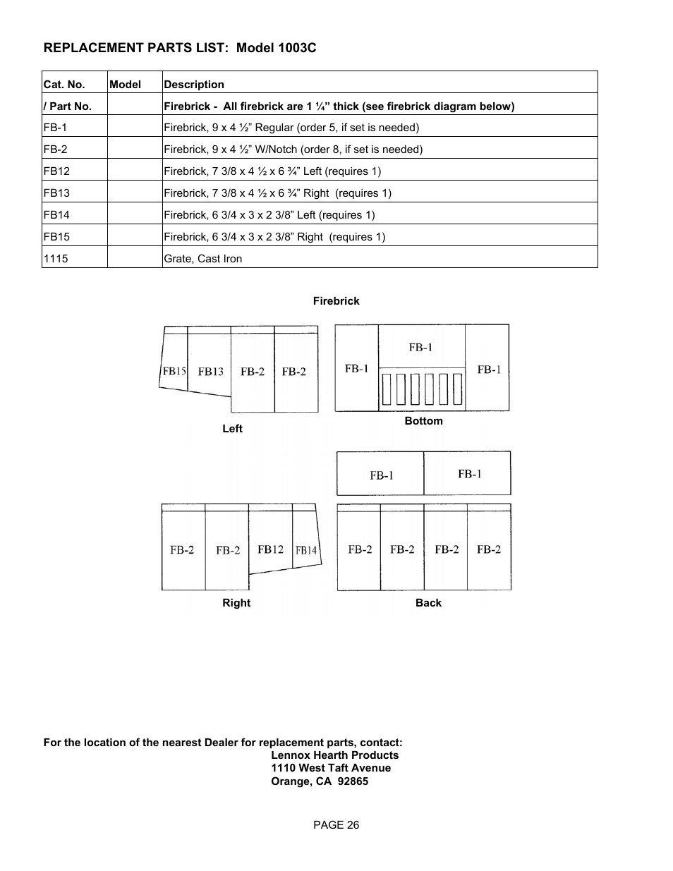 Lennox International Inc. 1003C User Manual | Page 26 / 32