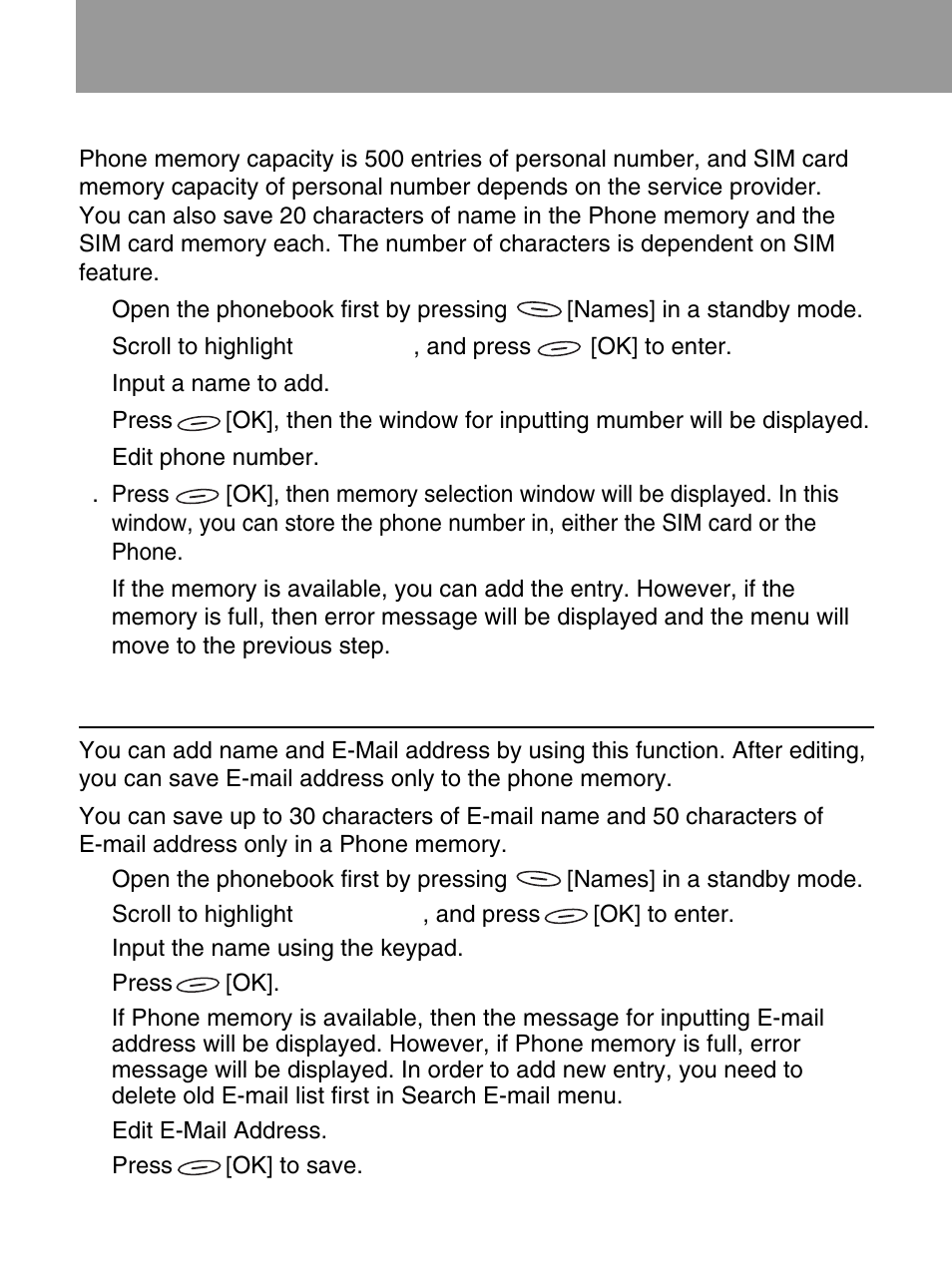 Phonebook, Add e-mail [names 4 | LG 600 User Manual | Page 32 / 86