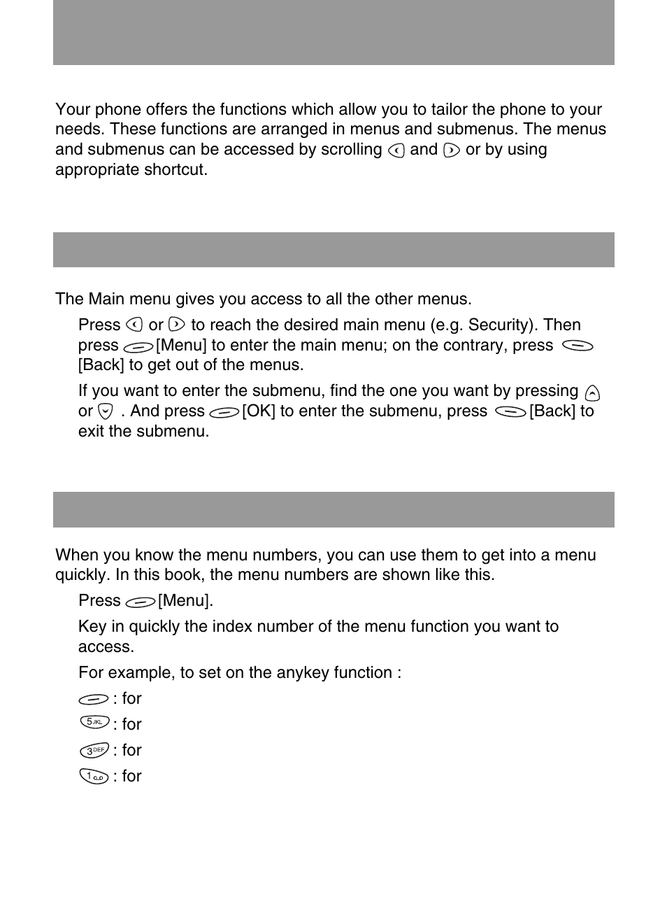 Menu navigation by scrolling shortcuts into menus, Using the menu | LG 600 User Manual | Page 42 / 86