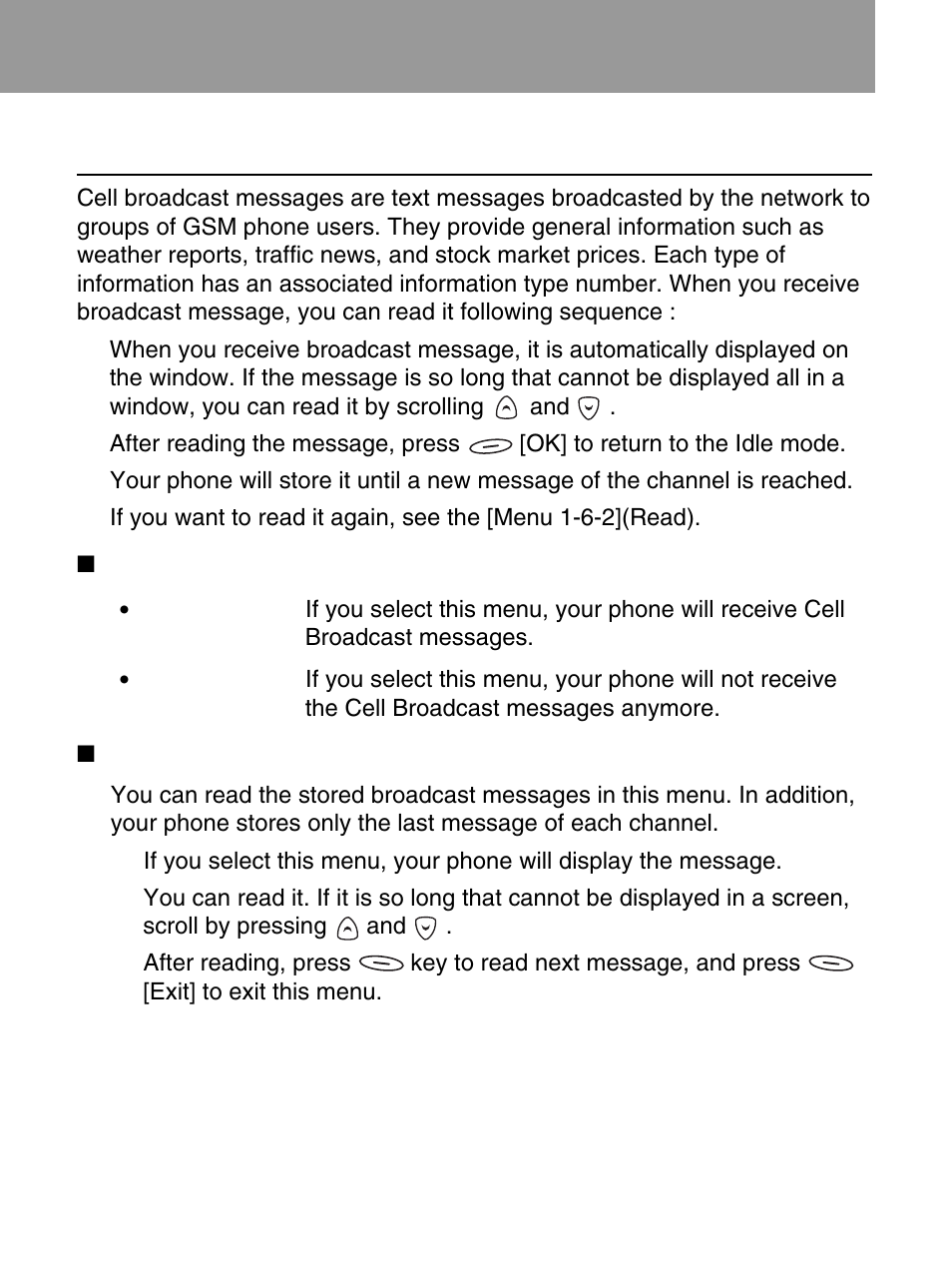 Cell broadcast [menu 1-6 | LG 600 User Manual | Page 47 / 86